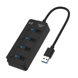 ONTEN 5301 USB 3.0 Homme à 4 USB 2.0 Femme Splitter Extender avec interrupteur indépendant