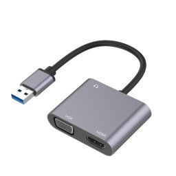 3 en 1 carte USB à HDMI / VGA / HUB audio