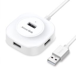 Jasoz HUMB2.0 HUB USB2.0 HUB 1 à 4 Hub d'amarrage, Couleur: Blanc 1.2m