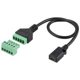 Mini 5 broches femelle à 5 broches bornes enfichables Connecteur USB sans soudure Câble adaptateur de connexion sans soudure, longueur: 30 cm