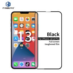 Pinwuyo 9H 2.5D Film de verre trempé en plein écran pour iPhone 13/13 Pro (Noir)