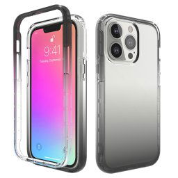 Changements progressifs de la transparence élevée de la transparence à deux couleurs PC + TPU Candy Colors Cas de protection pour iPhone 13 (Noir)