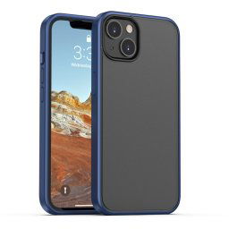 STAPE Sentez-vous dépoli PC + TPU Case antichoc avec bouton de couleur pour iPhone 13 (Bleu)