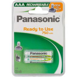 1x2 Panasonic Akku NiMH Micro AAA 750 mAh Ready to Use DECT