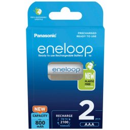 1x2 Panasonic Eneloop Micro AAA 800mAh Ni-MH BK-4MCDE/2BE