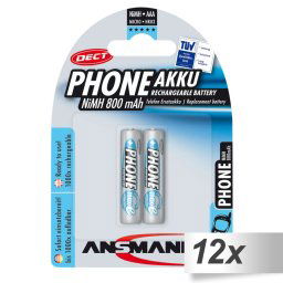 12x2 Ansmann maxE NiMH piles Micro AAA 800 mAh DECT PHONE