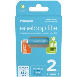 1x2 Panasonic Eneloop lite Micro 550mAh AAA Ni-MH BK-4LCCE/2BE