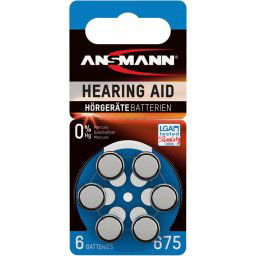 1x6 Ansmann Zinc-Air 675 (PR44) pour appareil auditif