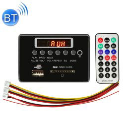 Voiture 12V Audio Lecteur MP3 Carte Décodeur Radio FM Carte SD USB AUX, avec Bluetooth / Télécommande (Noir)