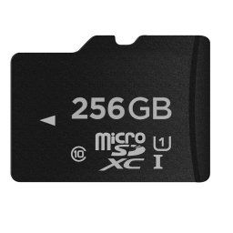 Carte mémoire micro SD (TF) classe 10 à grande vitesse de 256 Go de Taiwan, écriture: 8mb / s, lecture: 12mb / s (capacité réelle à 100%)