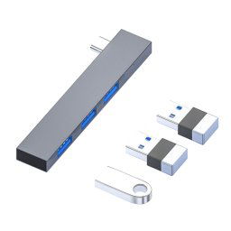 839 Adaptateur USB-C/Type-C mâle vers double USB 2.0 + USB 3.0 femelle (argent)