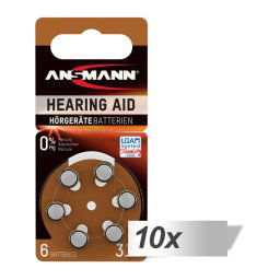 10x6 Ansmann Zinc-Air 312 (PR41) Batterie pour Appareil Auditif
