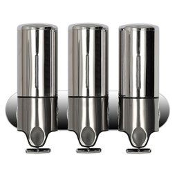 Triple Hotel Shower Distributeur Manuel Distributeur Mural Lavage Liquide Shampooing Bouteille De Savon, Capacité: 1200 ml (Acier Inoxydable)