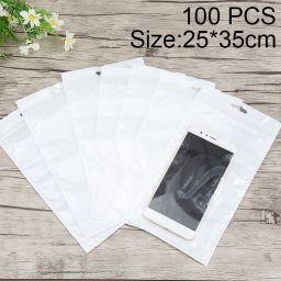 100 PCS 25cm x 35cm Trou de suspension Clear Front Blanc Perle Bijoux Zip Lock Sac d'emballage, impression et taille personnalisées sont les bienvenus