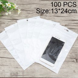 100 PCS 13cm x 24cm Trou de suspension Clear Front Blanc Perle Bijoux Zip Lock Sac d'emballage, impression et taille personnalisées sont les bienvenus