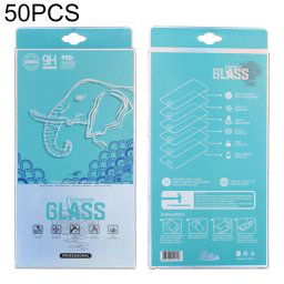 50 pièces de papier à motif d'éléphant extérieur + boîte d'emballage intérieure en plastique pour protecteur d'écran en verre trempé