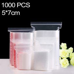 1000 PCS 5 cm x 7 cm PE auto-scellant sac d'emballage transparent à fermeture éclair, impression personnalisée et taille sont les bienvenus