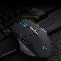 Souris filaire éclairée à définition macro Inphic PW1 Game Mute, longueur du câble: 1,5 m (version de jeu noire)