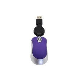 Mini souris d'ordinateur câble USB rétractable optique ergonomique1600 DPI petites souris portables pour ordinateur portable (violet)