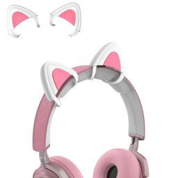 T6 Décoration d'oreille de chat mignon pour casque (blanc)