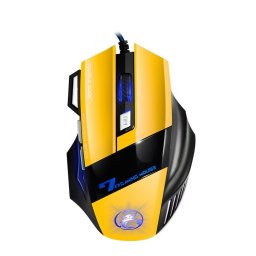 IMICE X7 2400 DPI Souris de jeu câblé à 7 touches avec lumière de respiration colorée, longueur du câble: 1,8 m (version de la boîte de couleur jaune du coucher du soleil)
