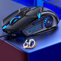 Souris de jeu filaire silencieuse YINDIAO G5 3200DPI 4 modes réglable à 6 touches RVB (noir)