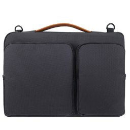 Sac à main en nylon étanche pour ordinateur portable pour ordinateurs portables 13-14 pouces avec sangle de chariot de coffre (noir)