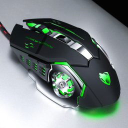 T-Wolf V6 interface USB 6 boutons 3200 DPI câblé de souris filaire Mécanique Macro programmation Souris de jeu lumineux à 7 couleurs, longueur du câble: 1,5 m (version audio de la définition de macro noir argent)