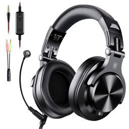 Casque câblé au bronzage de la tête OneOoIO A71 avec microphone (noir)
