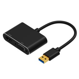 5201b 2 en 1 USB 3.0 à VGA + HDMI HD Video Converter (Noir)