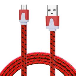 Câble de chargement / données micro USB vers USB tissé de 2 m, Câble de chargement/données micro USB vers USB de style tissé de 2 m (rouge)