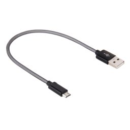 Câble de données / chargeur micro USB vers USB 2.0 à tête métallique de style net de 25 cm, Câble de données/chargeur Micro USB vers USB 2.0 à tête métallique de style filet de 25 cm (noir)
