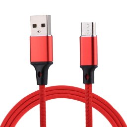 1m 2A Sortie USB vers Micro USB Câble de charge de synchronisation de données de style tissé en nylon, Pour Samsung, Huawei, Xiaomi, HTC, LG, Sony, Lenovo et autres smartphones (rouge)