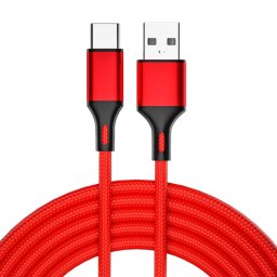 4 PCS 2.4A USB-C / TYPE-C pour le câble de données de la synchronisation rapide de l'USB tressé, Longueur: 1,5 m (rouge)