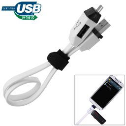 OTG-Y-01 USB 2.0 Mâle vers Micro USB Mâle + USB Femelle Câble de données de charge OTG pour téléphones / tablettes Android avec fonction OTG, longueur: 30 cm (blanc)