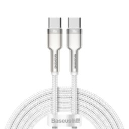 Baseus CATJK-D02 Cafule Series 100W Type-C / USB-C vers Type-C / USB-C Câble de données de charge en métal, longueur: 2 m (blanc)
