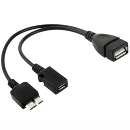 Câble USB AF vers Micro USB 3.0 + Micro USB 2.0 pour Galaxy Note III / N9000, Longueur: 20 cm (Noir)