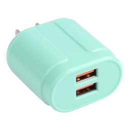 13-22 2.1A Dual Macarons USB Chargeur de voyage, Bouchon américain (vert)