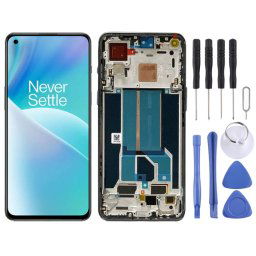 Écran LCD AMOLED pour OnePlus Nord 2T CPH2399 CPH2401 Assemblage complet du numériseur avec cadre (Noir)