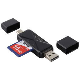 Lecteur de carte USB-C / Type-C + SD + TF + Micro USB vers USB 2.0 (noir)