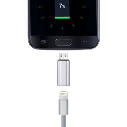 Adaptateur de coque métallique 8 broches femelle vers micro USB mâle, Pour Samsung / Huawei / Xiaomi / Meizu / LG / HTC et autres smartphones (argent)