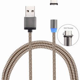 Rotation à 360 degrés 1m Style d'armure USB-C / Type-C vers USB 2.0 Câble de chargeur magnétique puissant avec indicateur LED, Rotation à 360 degrés 1 m de style tissé USB-C / Type-C vers USB 2.0 Câble de