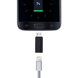 Adaptateur de coque métallique 8 broches femelle vers micro USB mâle, Pour Samsung / Huawei / Xiaomi / Meizu / LG / HTC et autres smartphones (noir)