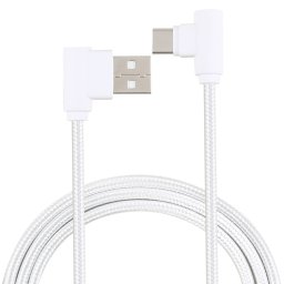 1.2m 2A 90 fils de cuivre coude tissé USB-C / Type-C 3.1 vers câble de données / chargeur USB 2.0, 1.2m 2A 90 Fils de Cuivre Coude Tissé USB-C / Type-C 3.1 vers USB 2.0 Données / Câble de Chargeur(Blanc)