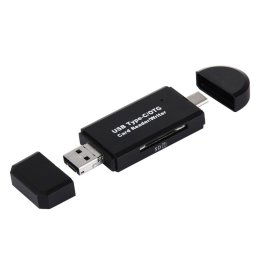 3 en 1 USB-C / Type-C 3.1 vers USB 2.0 + Micro USB + SD(HC) + Adaptateur lecteur de carte Micro SD avec fonction OTG (Noir)
