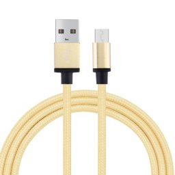 Tête en métal de style tissé de 1m 58 noyaux Micro USB vers câble de données / chargeur USB 2.0, Pour Samsung / Huawei / Xiaomi / Meizu / LG / HTC et autres smartphones (or jaune clair)