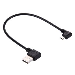 20cm USB 2.0 mâle plié à gauche, réversion de 90 degrés vers le câble de charge de données micro USB mâle plié, Pour Samsung / Huawei / Xiaomi / Meizu / LG / HTC et autres smartphones