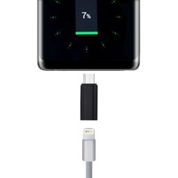 Adaptateur de coque métallique mâle 8 broches femelle vers USB-C / Type-C, Adaptateur de coque métallique mâle 8 broches vers USB-C / Type-C (noir)