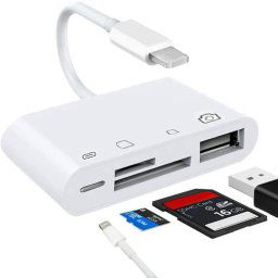 ZS-S1827 Carte SD 4 en 1 + Carte TF + Charge 8 broches + Interface USB vers Adaptateur de lecteur de caméra d'interface 8 broches, Compatible avec IOS 13