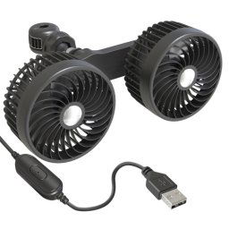F6207 Ventilateur à double tête USB à fermeture éclair pour siège arrière de voiture, modèle : USB